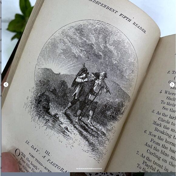 Antique Shabby School Book Independent Fifth Reader Illustrated Marble Edge 1883 - Picture 8 of 10